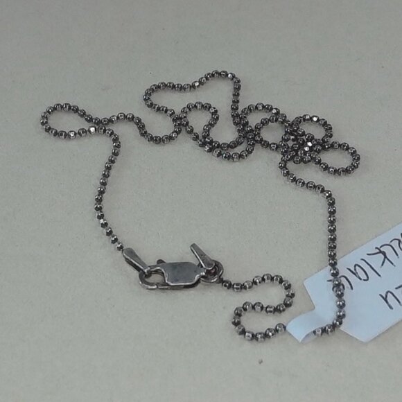 Vintage Italy 925 Sterling Silver Faceted Bead Chain Necklace – 15” - Picture 2 of 3